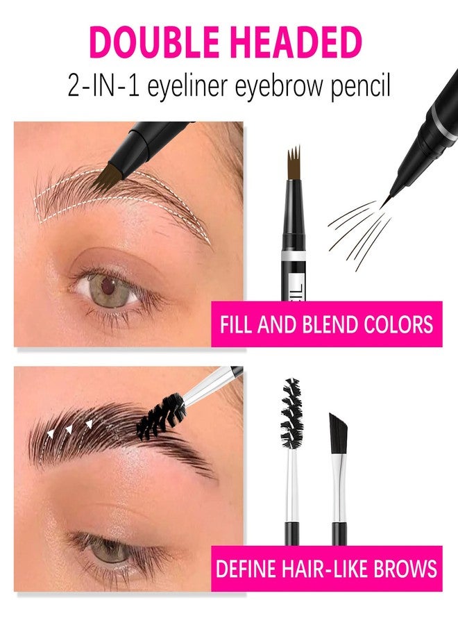 MAVENI 2-in-1 Eye Brow Pencils for Women,Waterproof Eyebrow Pen with 4 Tip Microblading Eyebrow Pencil and 0.01mm Ultra-Precise Eyeliner,Create Natural Hair-Like Brows,Lasting (01 Light Brown) - Image 4